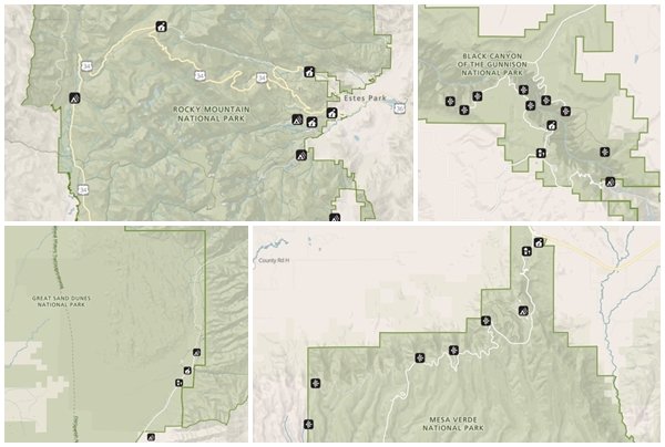 콜로라도-국립공원-캠프그라운드-표시지도