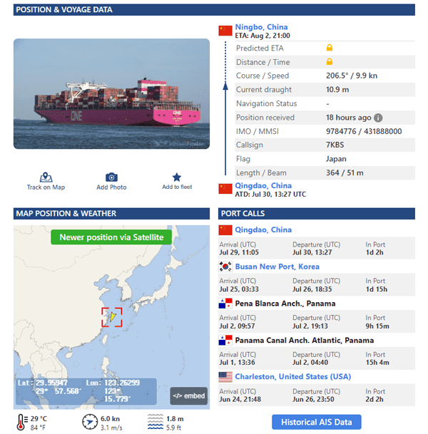 VesselFinder Tracking