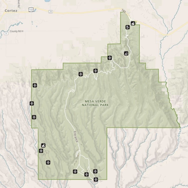 메사 베르데 국립공원 지도