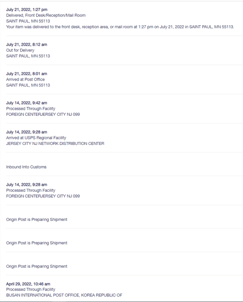 USPS Tracking Detail