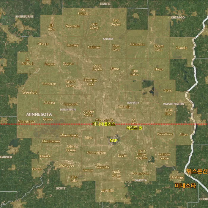 미네소타 트윈시티즈 지역 지도